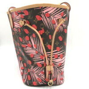 Louis Vuitton Neverfull Monogram Jungle Dot Brown Red Tote Bag